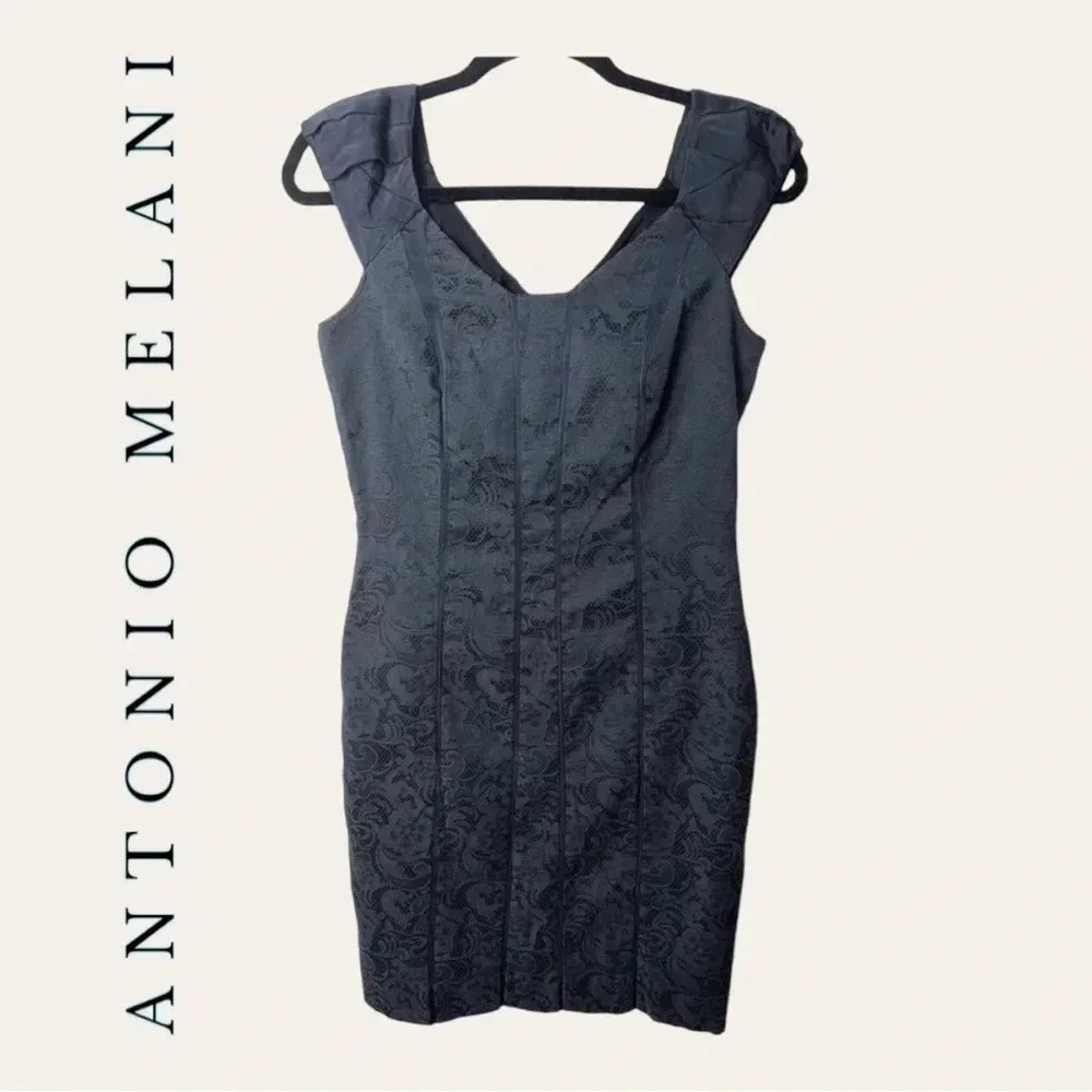 0694. ANTONIO MELANI MINI DRESS SLEEVELESS BLACK IN COLOR 100% SILK SIZE 4